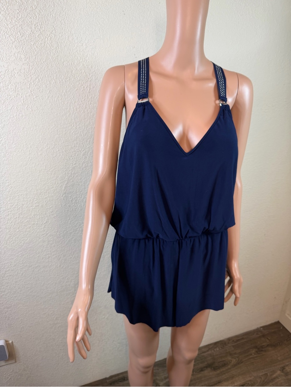 NWT MagicSuit Miracles Hit Swimsuit Gabby Romper Women's 12 Navy One Piece $174 - Picture 7 of 16